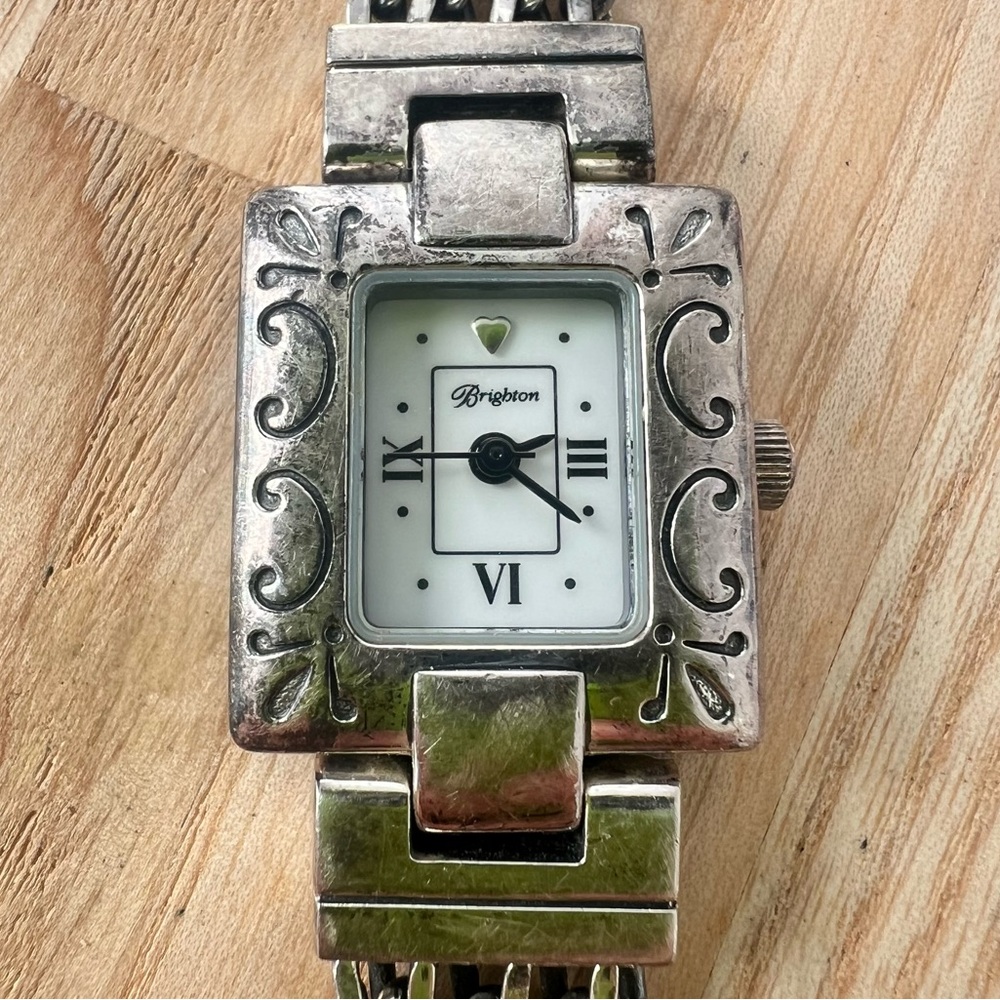 Brighton Salina ladies rectangular silver tone bracelet watch NEW BATTERY